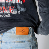 Dirty Wash Denim Jorts With Total Stud Detail - Liquor n Poker
