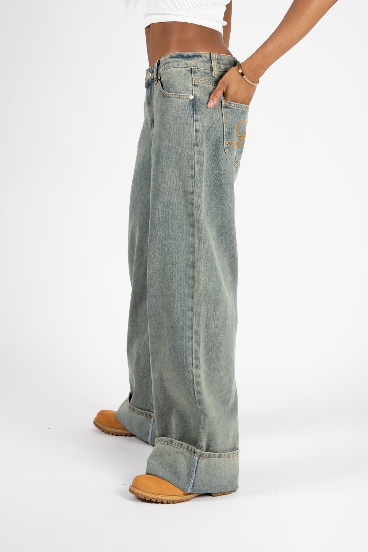 Dirty Wash Mid Rise Baggy Jeans - Liquor n Poker