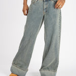 Dirty Wash Mid Rise Baggy Jeans - Liquor n Poker