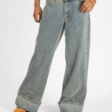 Dirty Wash Mid Rise Baggy Jeans - Liquor n Poker