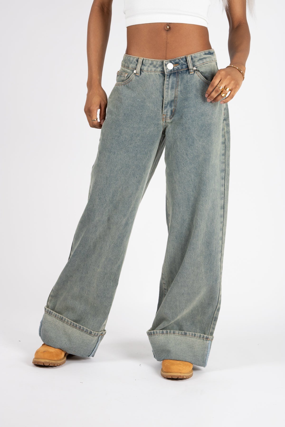 Dirty Wash Mid Rise Baggy Jeans - Liquor n Poker