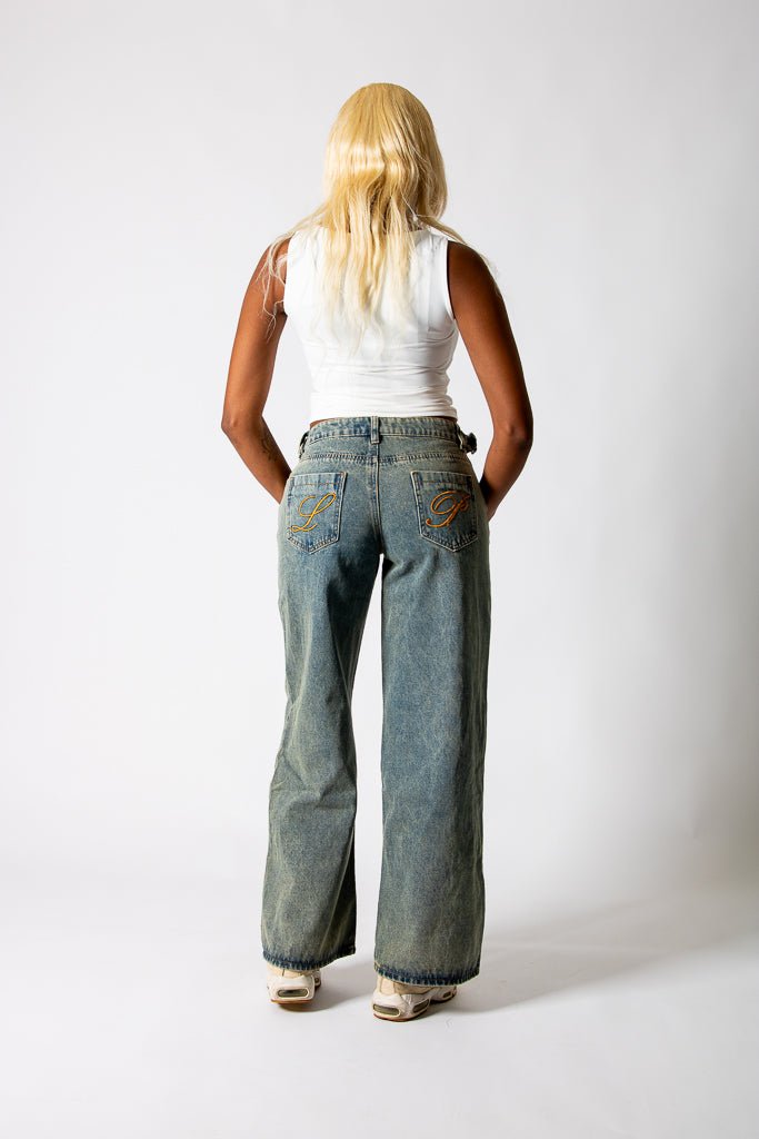 Dirty Wash Mid Rise Straight Leg Jeans (No Turn Up) - Liquor n Poker