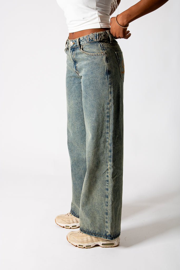 Dirty Wash Mid Rise Straight Leg Jeans (No Turn Up) - Liquor n Poker