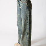 Dirty Wash Mid Rise Straight Leg Jeans (No Turn Up) - Liquor n Poker