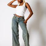 Dirty Wash Mid Rise Straight Leg Jeans (No Turn Up) - Liquor n Poker