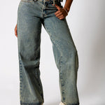 Dirty Wash Mid Rise Straight Leg Jeans (No Turn Up) - Liquor n Poker