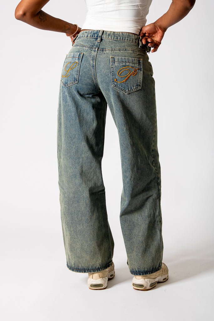Dirty Wash Mid Rise Straight Leg Jeans (No Turn Up) - Liquor n Poker