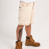 Distressed Cross Denim Shorts In Beige - Liquor n Poker