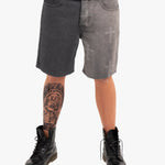 Distressed Cross Denim Shorts In Black Wash - Liquor n Poker