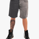 Distressed Cross Denim Shorts In Black Wash - Liquor n Poker