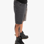 Distressed Cross Denim Shorts In Black Wash - Liquor n Poker