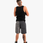 Distressed Cross Denim Shorts In Black Wash - Liquor n Poker
