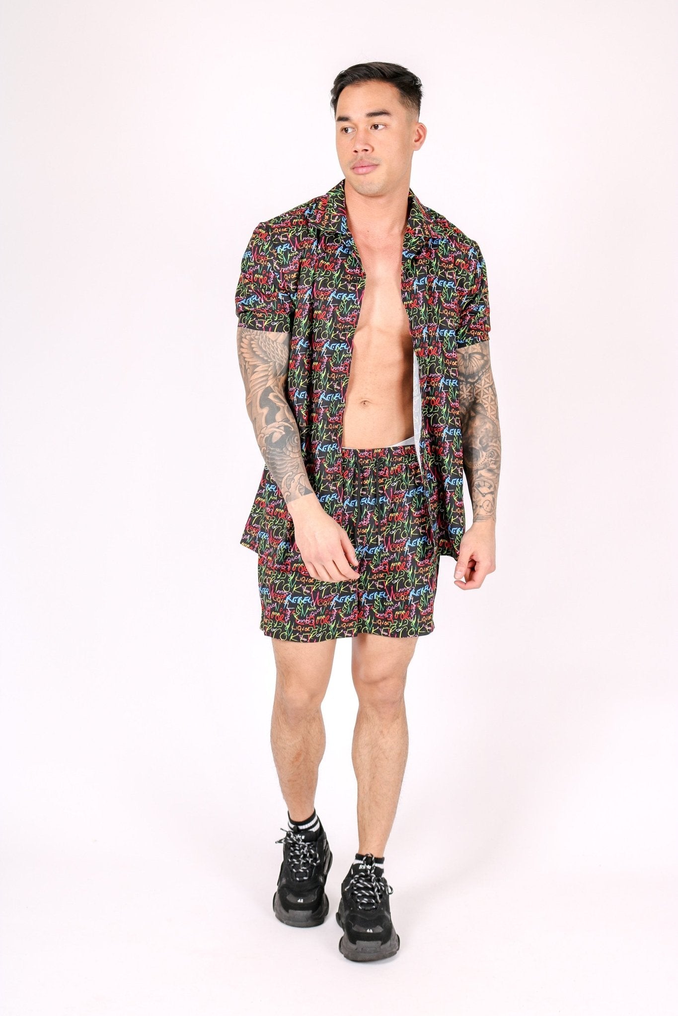 Downtown Graffiti Printed Revere Collar Shirt - Liquor n Poker