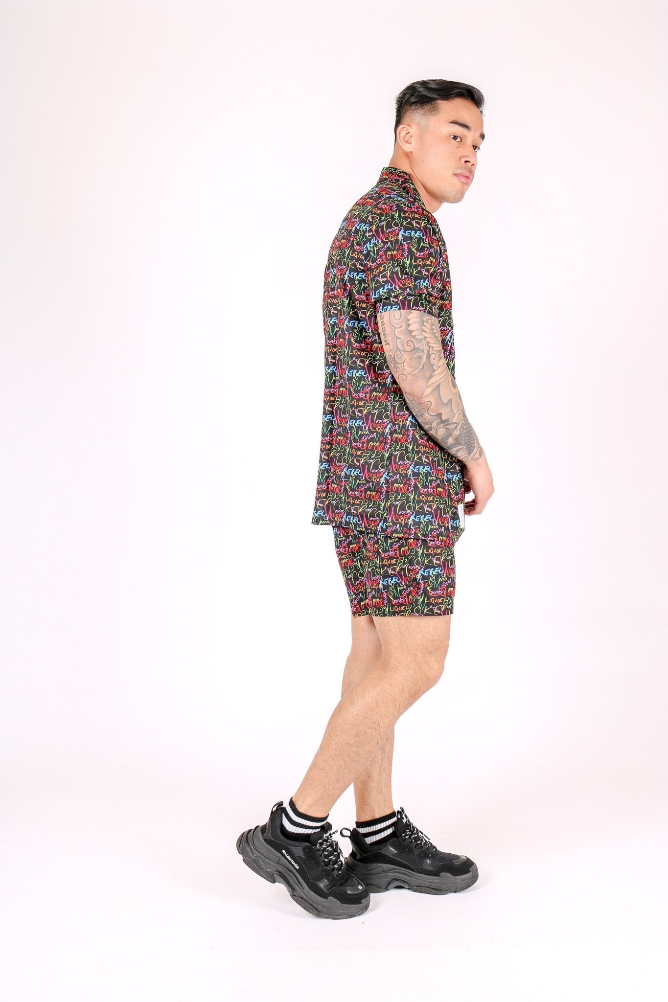 Downtown Graffiti Printed Revere Collar Shirt - Liquor n Poker