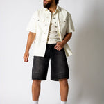 Ecru Fireman Clasp Detail Denim Shirt - Liquor n Poker