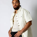 Ecru Fireman Clasp Detail Denim Shirt - Liquor n Poker