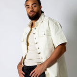 Ecru Fireman Clasp Detail Denim Shirt - Liquor n Poker