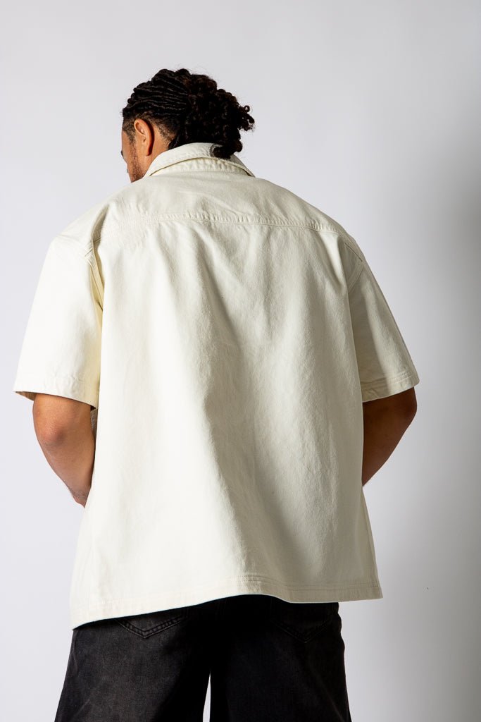 Ecru Fireman Clasp Detail Denim Shirt - Liquor n Poker