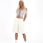 Ecru Pinstripe Denim Jorts - Liquor n Poker