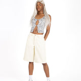 Ecru Pinstripe Denim Jorts - Liquor n Poker
