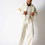 Ecru Seam Detail Baggy Jeans - Liquor n Poker