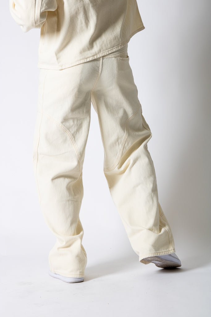 Ecru Seam Detail Baggy Jeans - Liquor n Poker