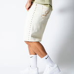Ecru Side Stud Detail Denim Jorts - Liquor n Poker