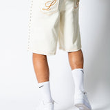 Ecru Side Stud Detail Denim Jorts - Liquor n Poker
