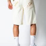 Ecru Side Stud Detail Denim Jorts - Liquor n Poker