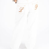 Ecru Tie Waist Detail Straight Leg Jean - Liquor n Poker