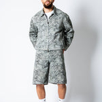 Faded Leopard Print Denim Jorts - Liquor n Poker