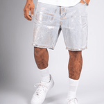 Faded Stonewash Metallic Denim Shorts - Liquor n Poker