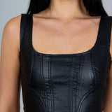 Fae Black Faux Leather Crop Top - Liquor n Poker