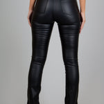Fae Black Faux Leather Slit Trousers - Liquor n Poker