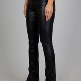 Fae Black Faux Leather Slit Trousers - Liquor n Poker
