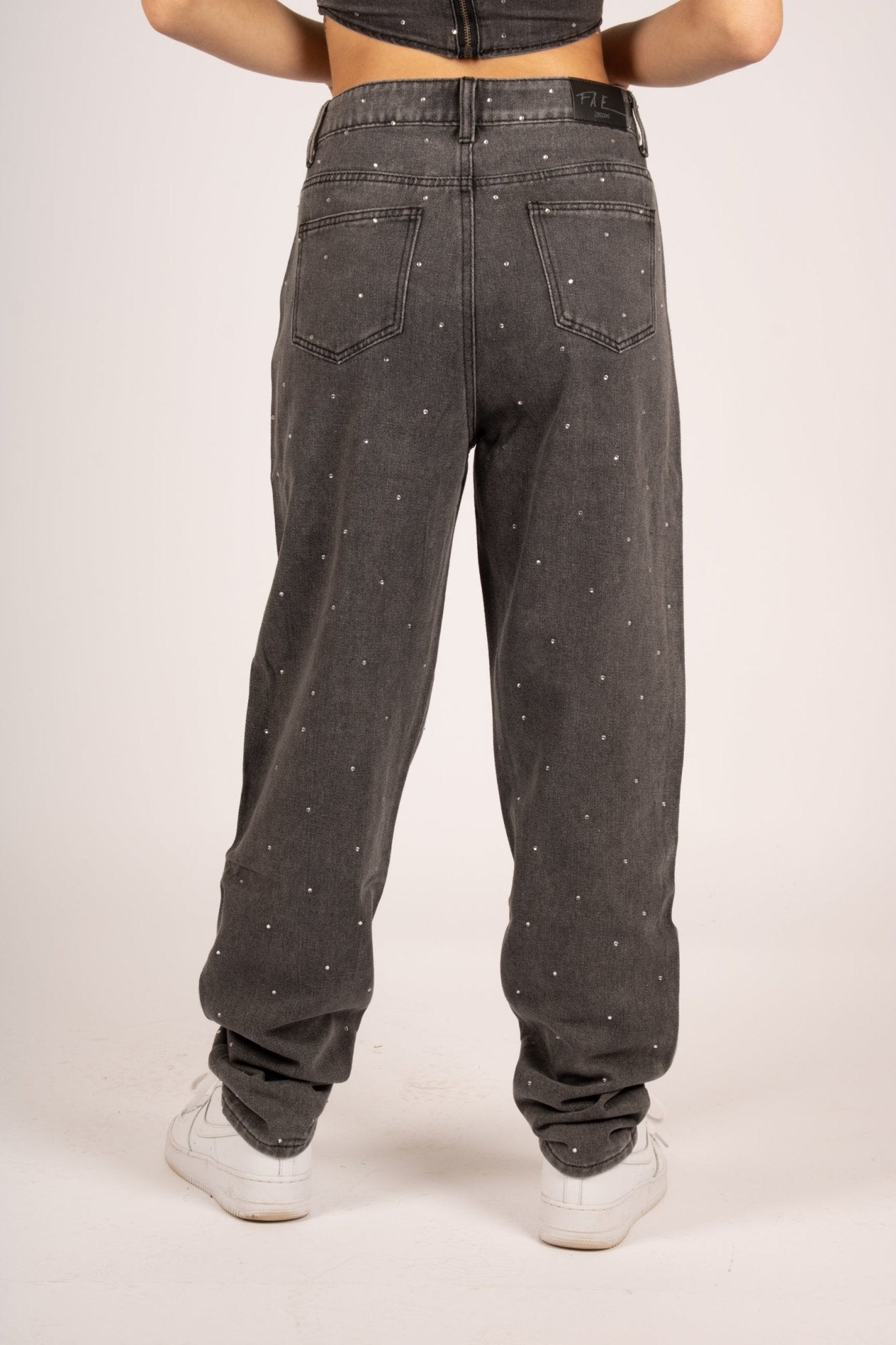 Fae High - Rise Diamante Tapered Mom Jeans - Liquor n Poker