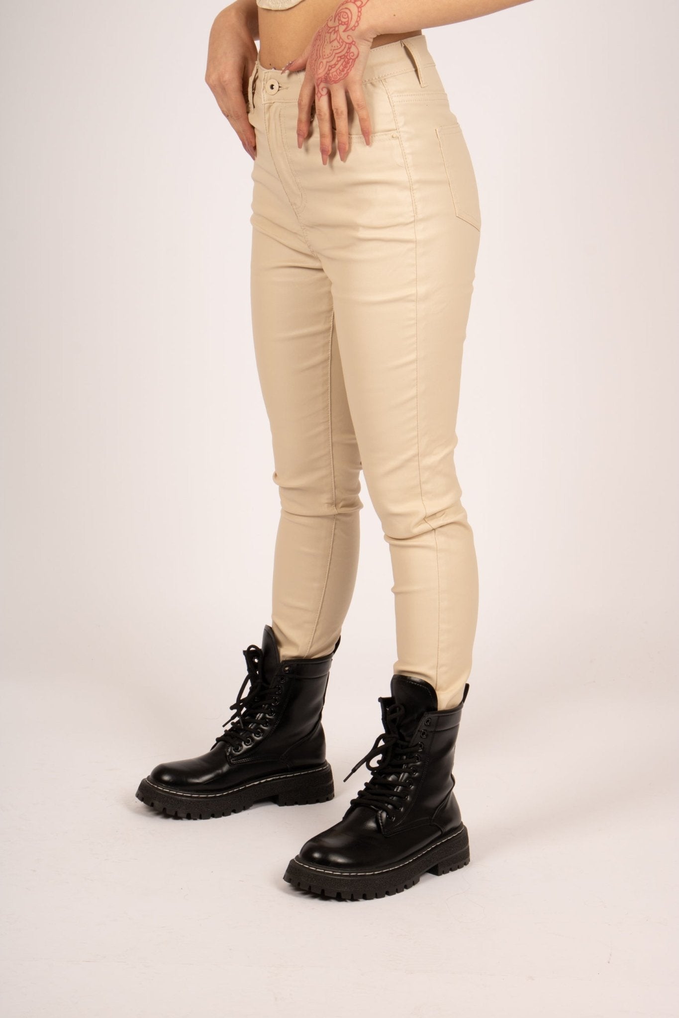 Fae Ivory Faux Leather Skinny Trousers - Liquor n Poker