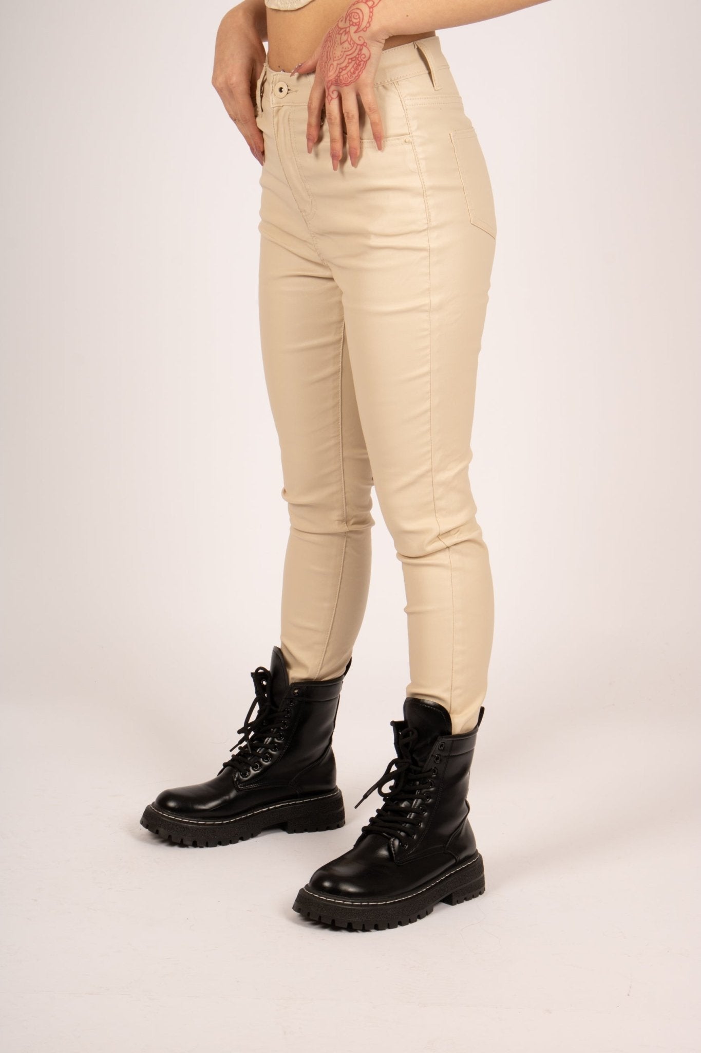 Fae Ivory Faux Leather Skinny Trousers - Liquor n Poker