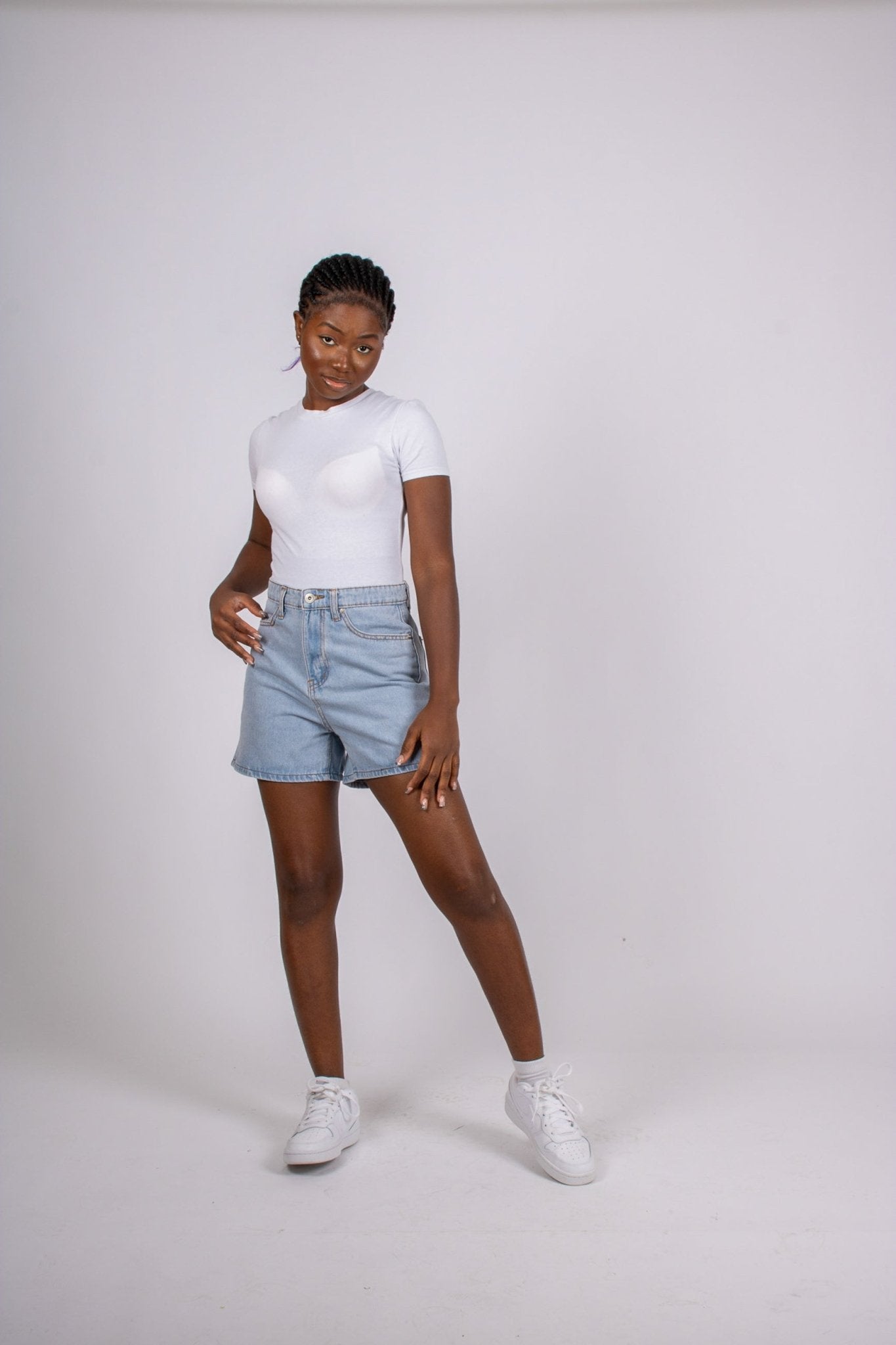 Fae Light Stonewash High Waisted Mom Shorts - Liquor n Poker