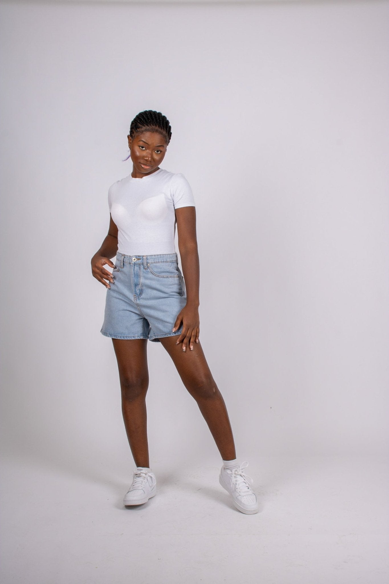 Fae Light Stonewash High Waisted Mom Shorts - Liquor n Poker