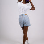 Fae Light Stonewash High Waisted Mom Shorts - Liquor n Poker