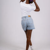 Fae Light Stonewash High Waisted Mom Shorts - Liquor n Poker