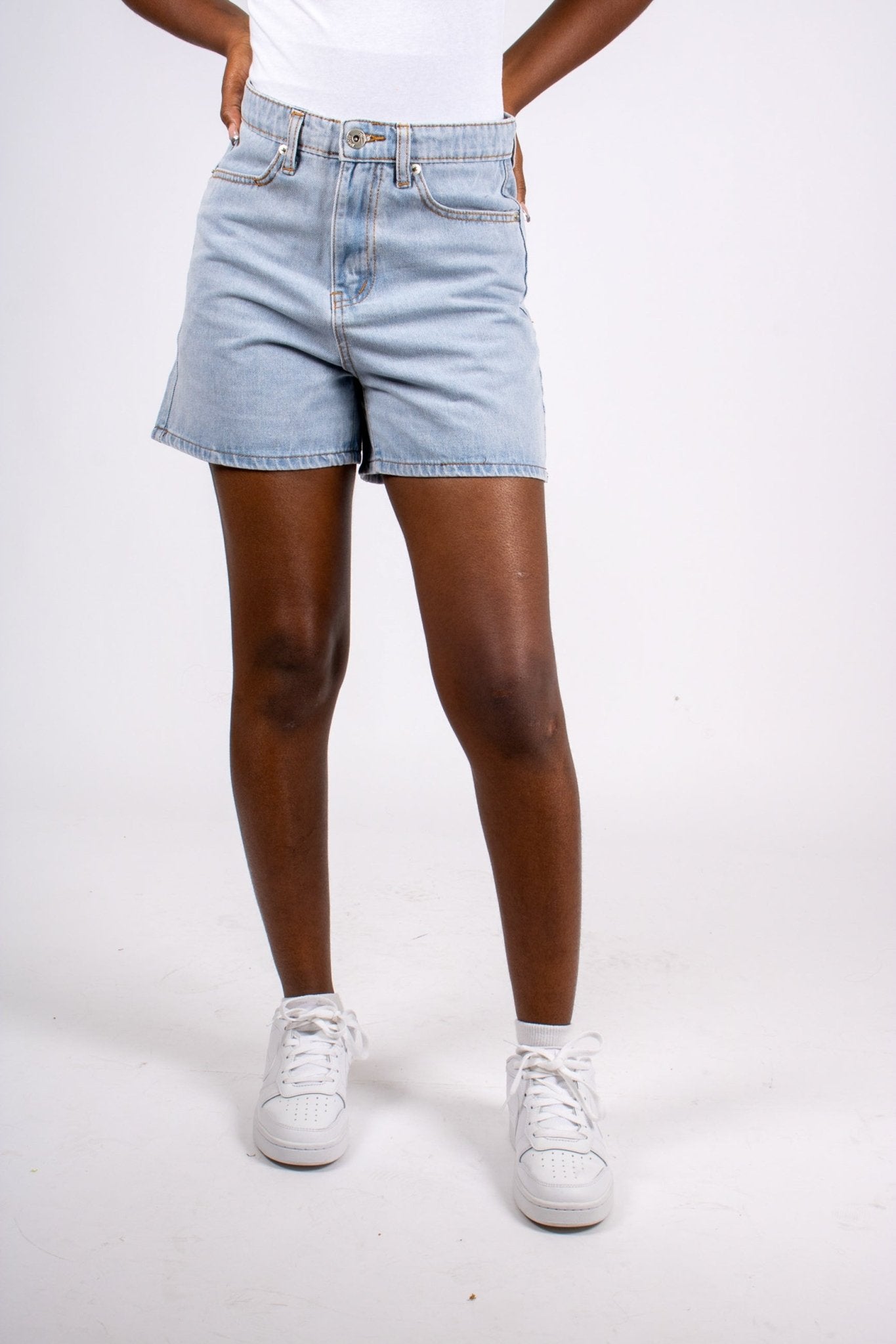 Fae Light Stonewash High Waisted Mom Shorts - Liquor n Poker