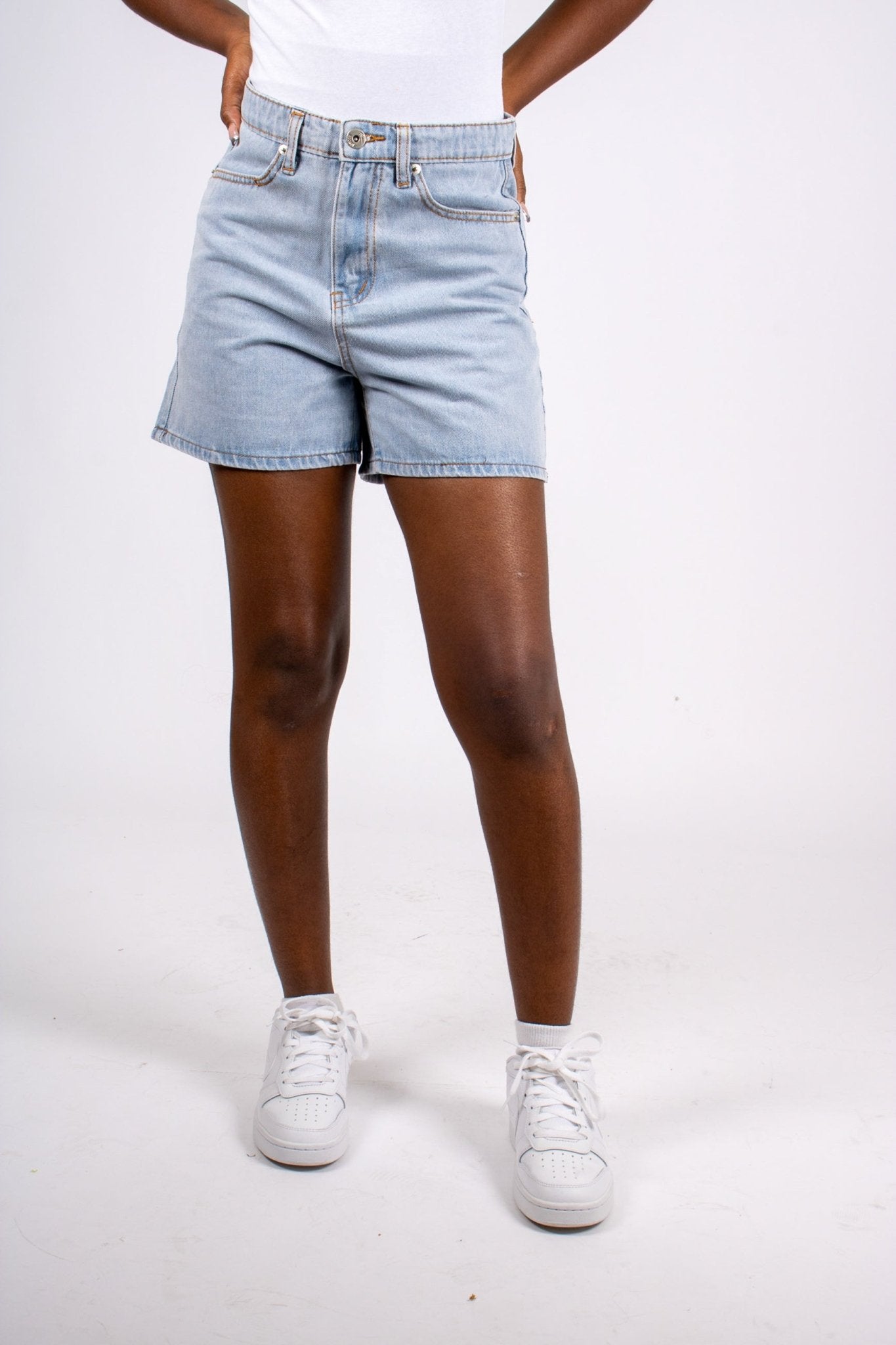 Fae Light Stonewash High Waisted Mom Shorts - Liquor n Poker
