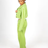 Fae Lime Green Boxy Denim Jacket - Liquor n Poker