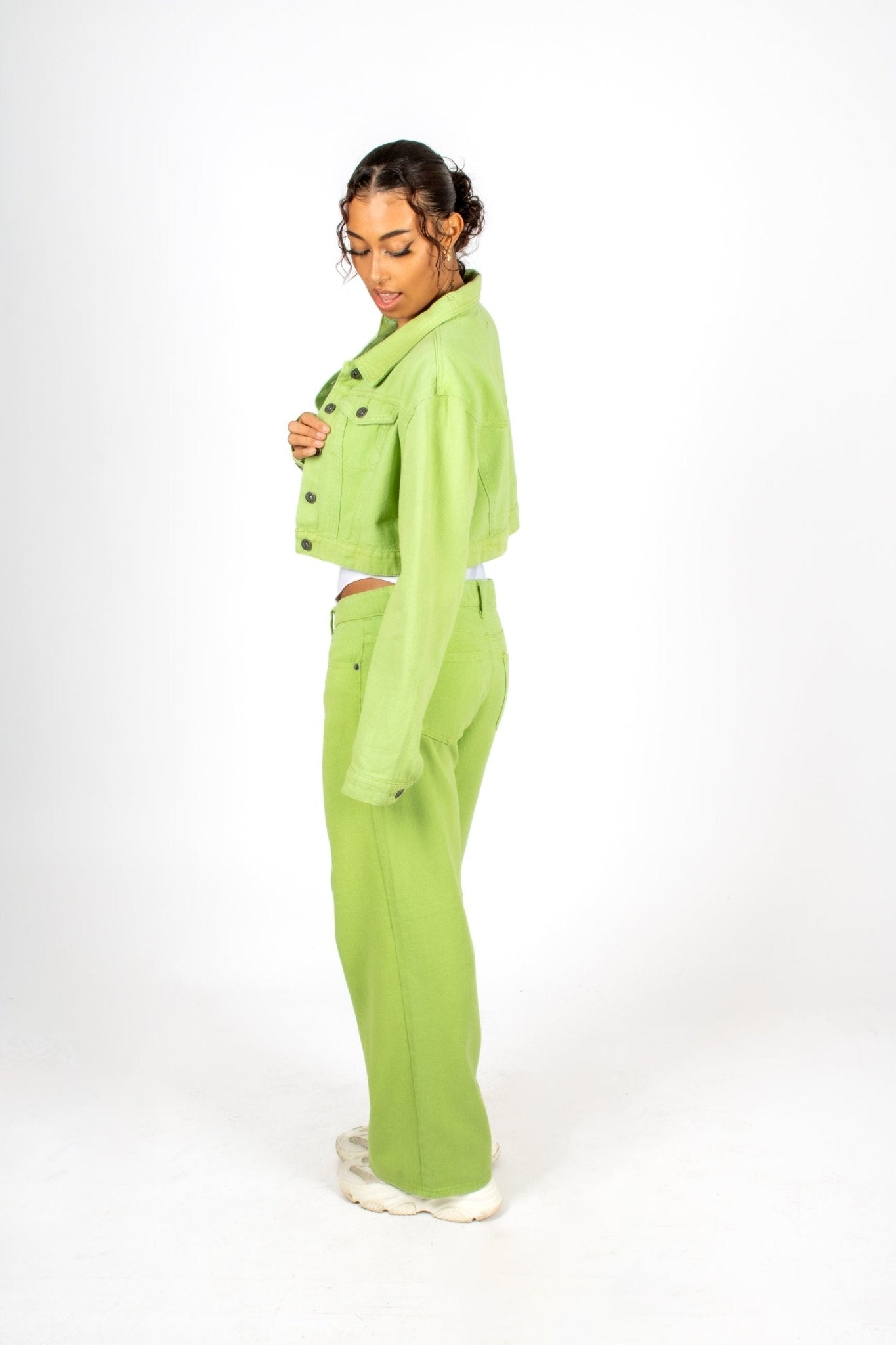 Fae Lime Green Boxy Denim Jacket - Liquor n Poker