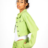 Fae Lime Green Boxy Denim Jacket - Liquor n Poker