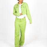 Fae Lime Green Boxy Denim Jacket - Liquor n Poker