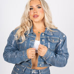 Fae Silver Metallic Boxy Denim Jacket - Liquor n Poker