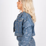 Fae Silver Metallic Boxy Denim Jacket - Liquor n Poker